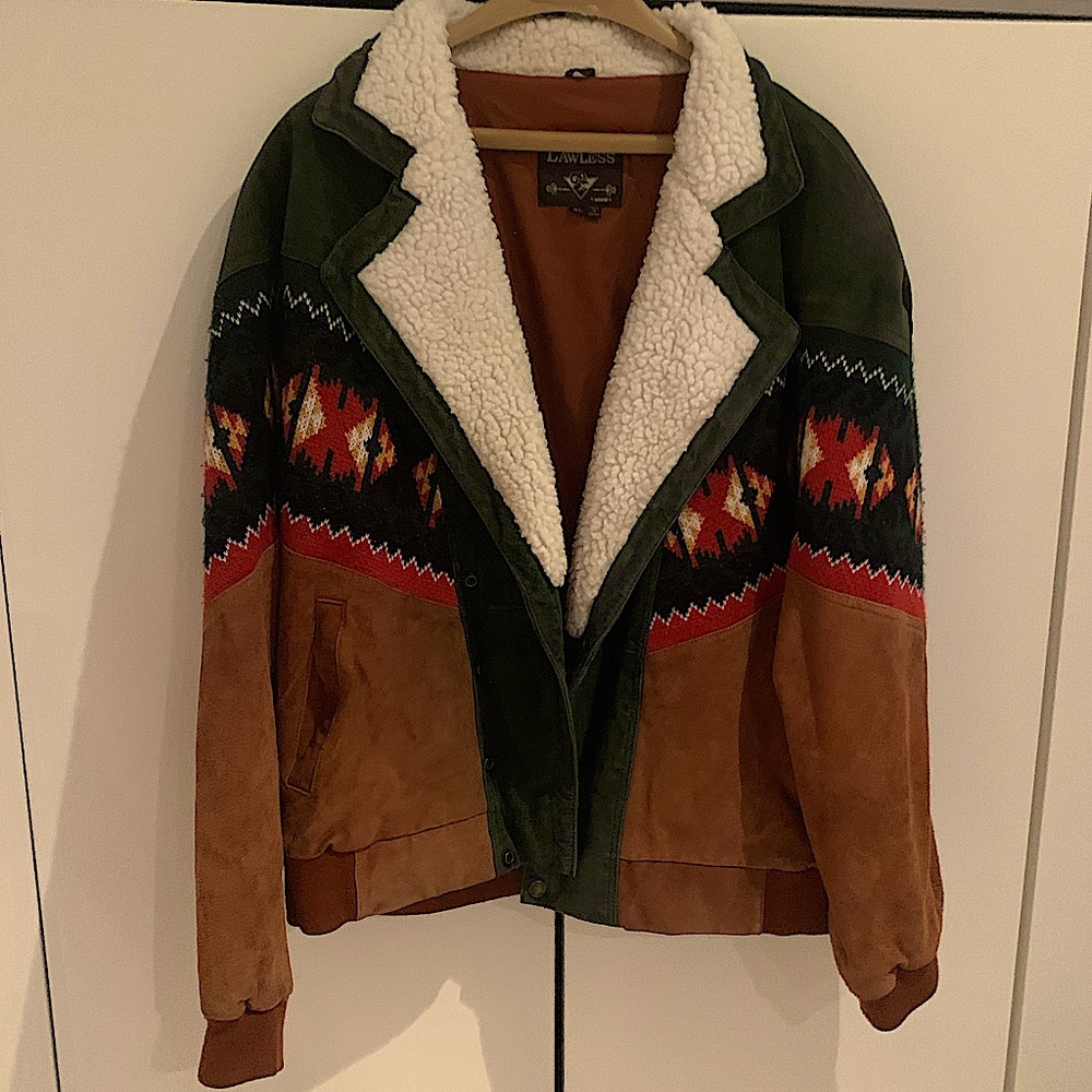 Aztec boho Sherpa lined oversized jacket